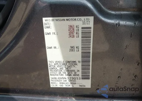 2023 Nissan Altima Sv Fwd z USA, uszkodzony, nr VIN 1N4BL4DV9PN329053